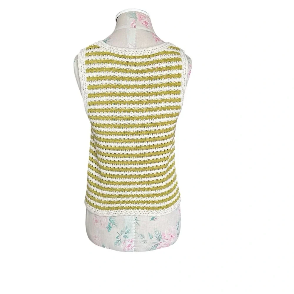 Striped Crochet Knit Tank Top in Kiwi by Blu Pepper Woman’s Small - Picture 10 of 11
